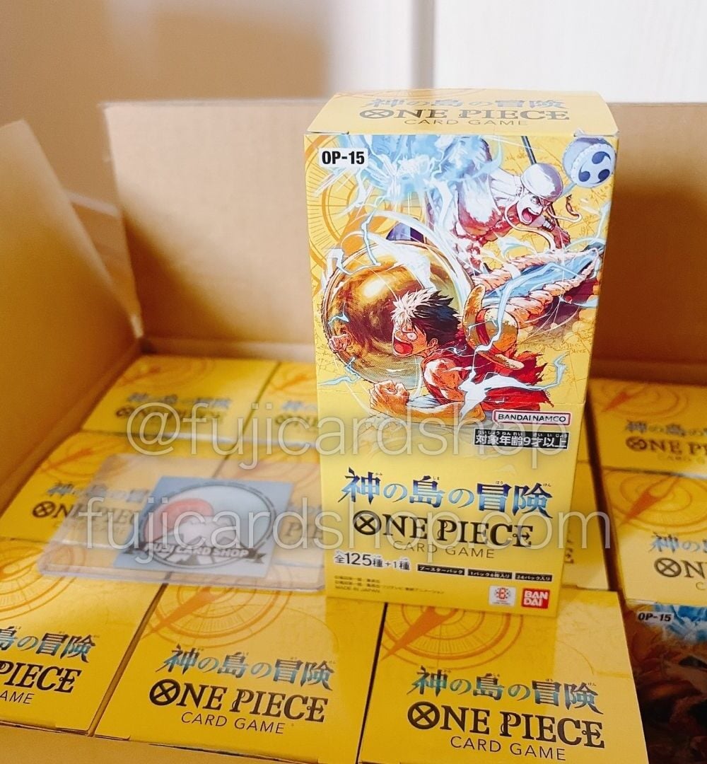 Alternative view of OP-15 Adventure on KAMI’s Island booster box Japanese ONE PIECE CARD
