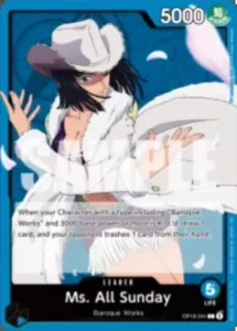 OP18-041 Ms. All Sunday L English prerelease preview from OP-18 The Dominance of God; Japanese image pending