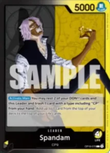 OP18-079 Spandam L English prerelease preview from OP-18 The Dominance of God; Japanese image pending